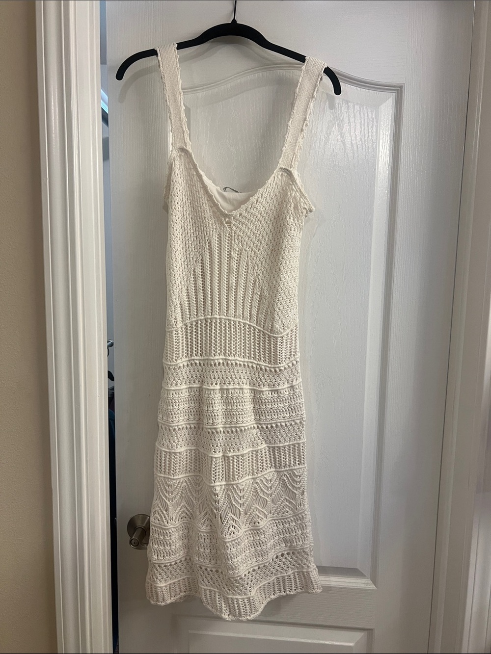 Abercrombie & Fitch Ivory Crochet Midi Dress